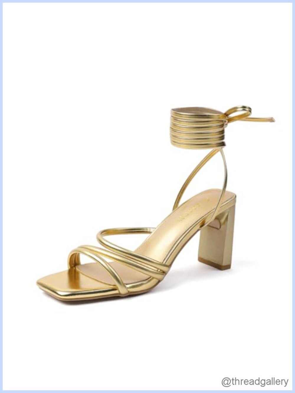 Women's Strappy Lace Up Block Heel Sandals 3 Inch Square Open Toe Dressy Heels
